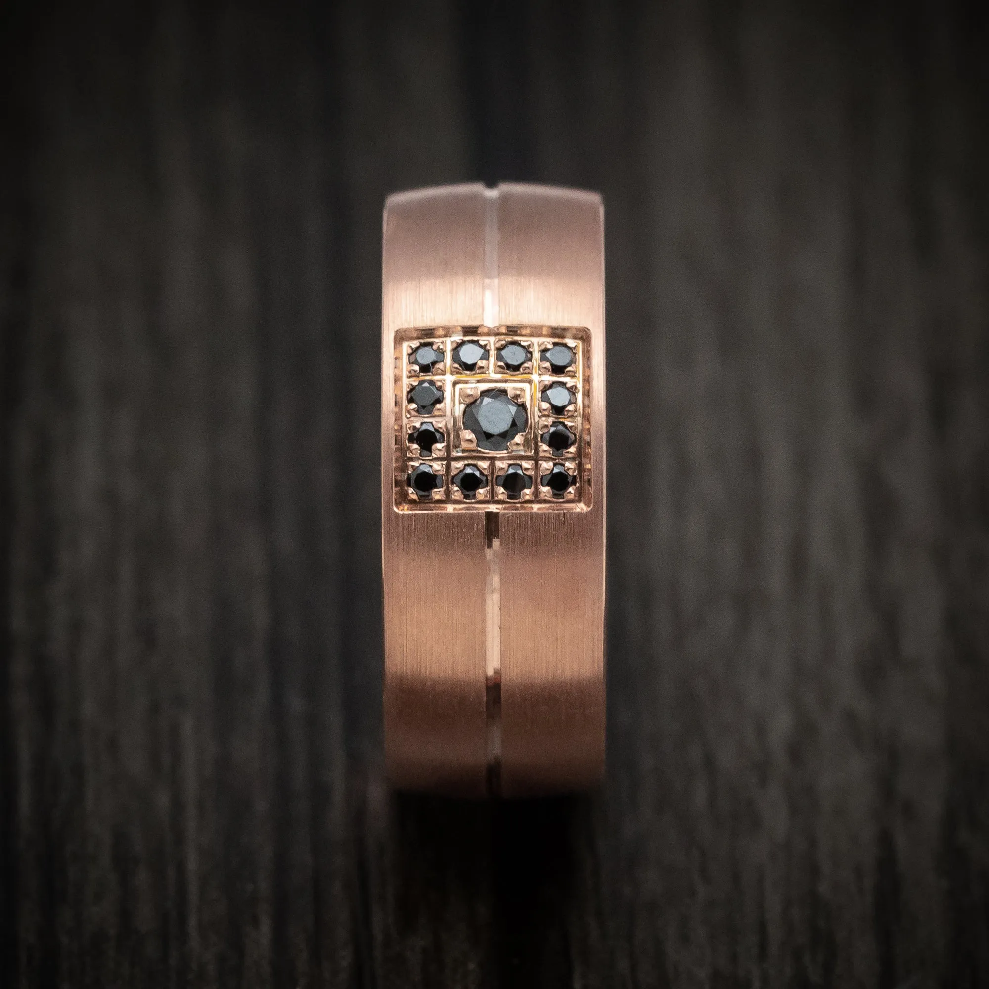 14K Rose Gold and Black Diamond Men's Ring Custom Band