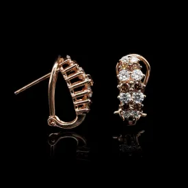 14K Rose Gold Estate Diamond Earrings