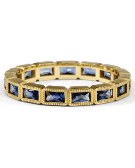 18k Yellow Gold Blue Sapphire Stack Band Ring