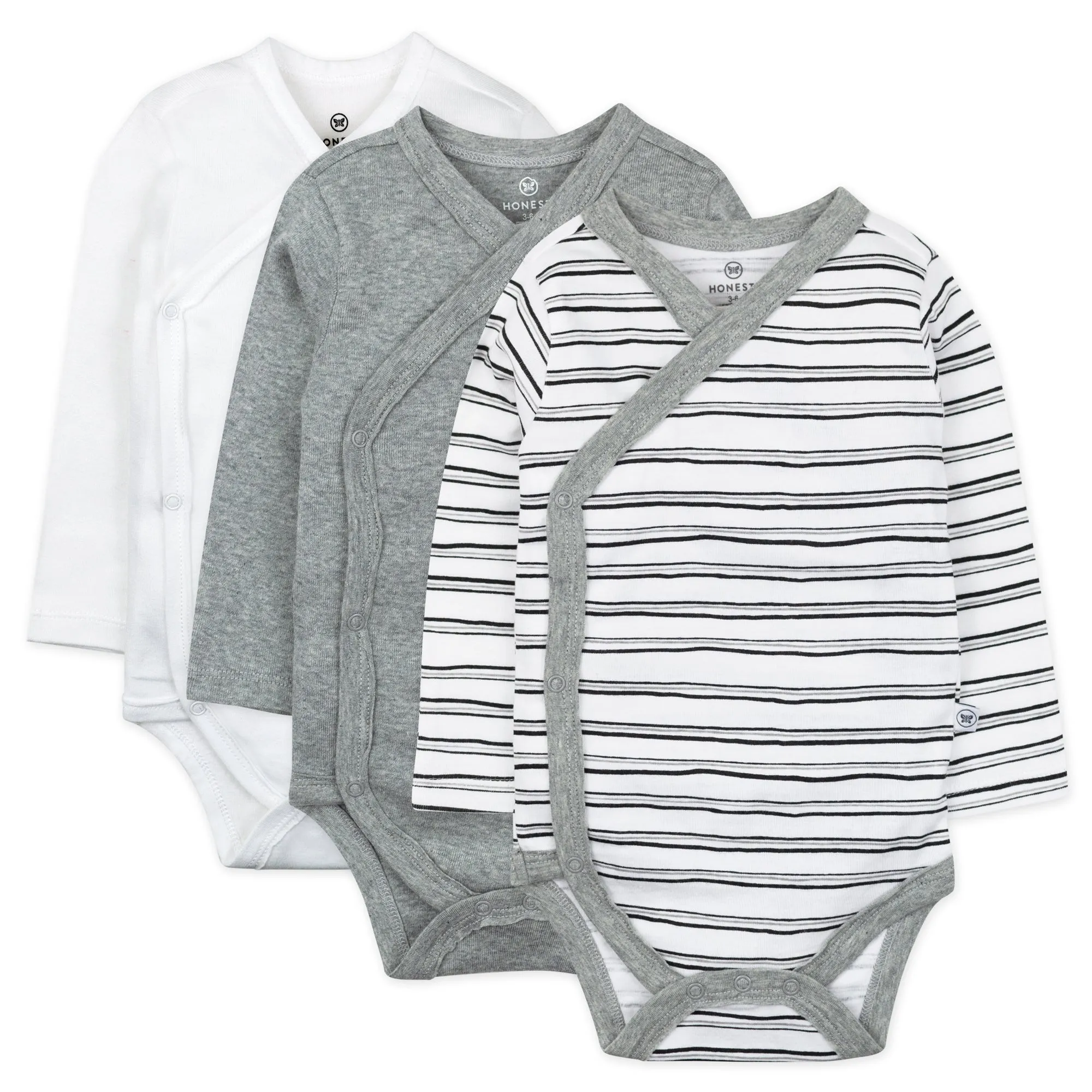 3-Pack Organic Cotton Long Sleeve Side-Snap Bodysuits