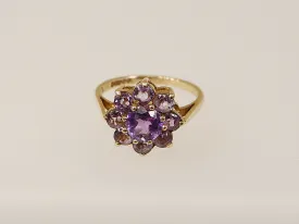 9ct Gold & Amethyst Cluster Ring