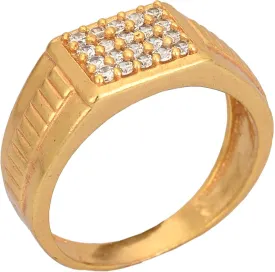 AanyaCentric Gold Plated American Diamond Ad Ring for Boys & Man