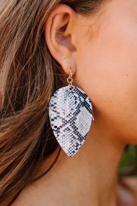 All The Facts Gray Snake Earrings