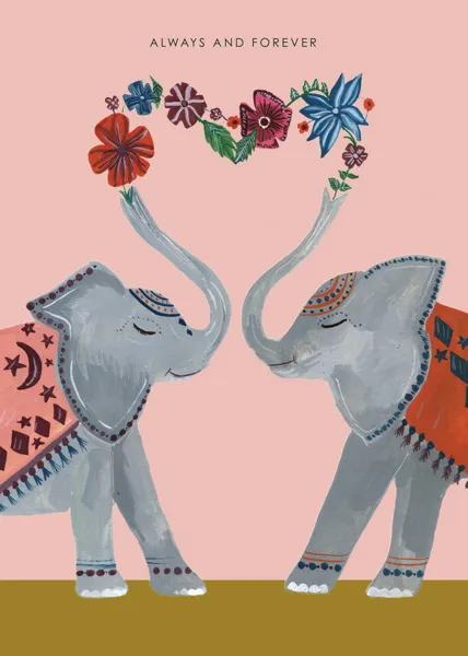 Always & Forever Elephants Wedding / Anniversary Card