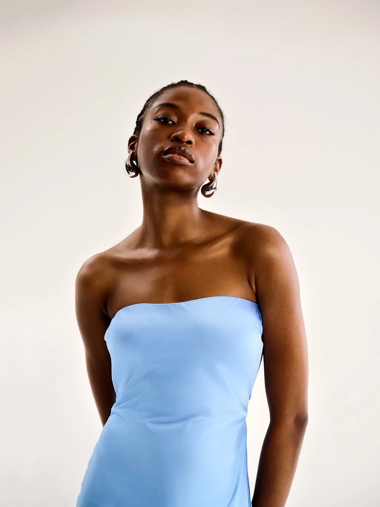 Amdra Strapless Dress in Light Blue