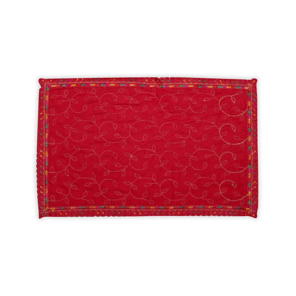 Asan Mat - 13 x 20 Inches | Velvet Aasan Mat/ Jari Border Pooja Aasan for Deity/ Assorted Colours/ 55 Gms Approx