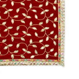 Asan Mat - 13 x 20 Inches | Velvet Aasan Mat/ Jari Border Pooja Aasan for Deity/ Assorted Colours/ 55 Gms Approx