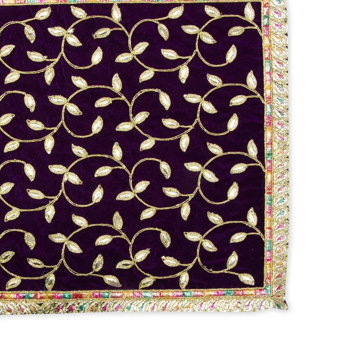 Asan Mat - 13 x 20 Inches | Velvet Aasan Mat/ Jari Border Pooja Aasan for Deity/ Assorted Colours/ 55 Gms Approx