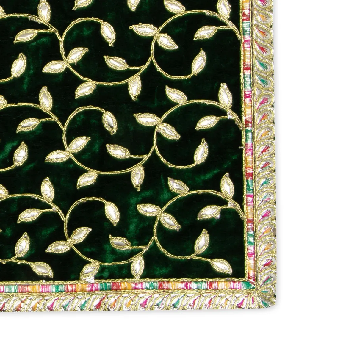 Asan Mat - 13 x 20 Inches | Velvet Aasan Mat/ Jari Border Pooja Aasan for Deity/ Assorted Colours/ 55 Gms Approx