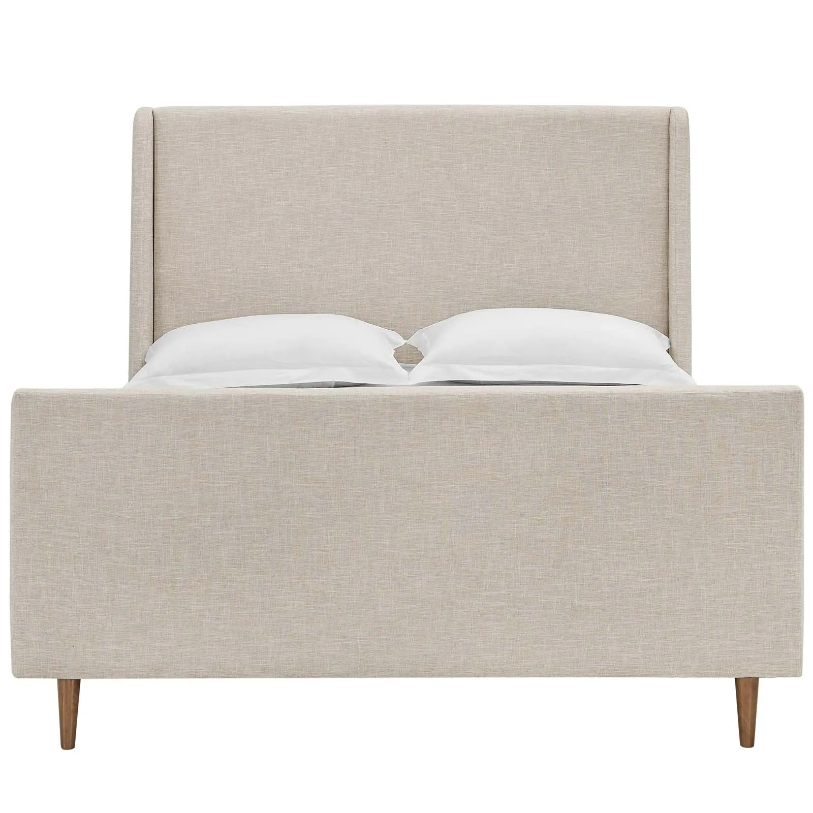 Aubree Upholstered Fabric Sleigh Platform Bed