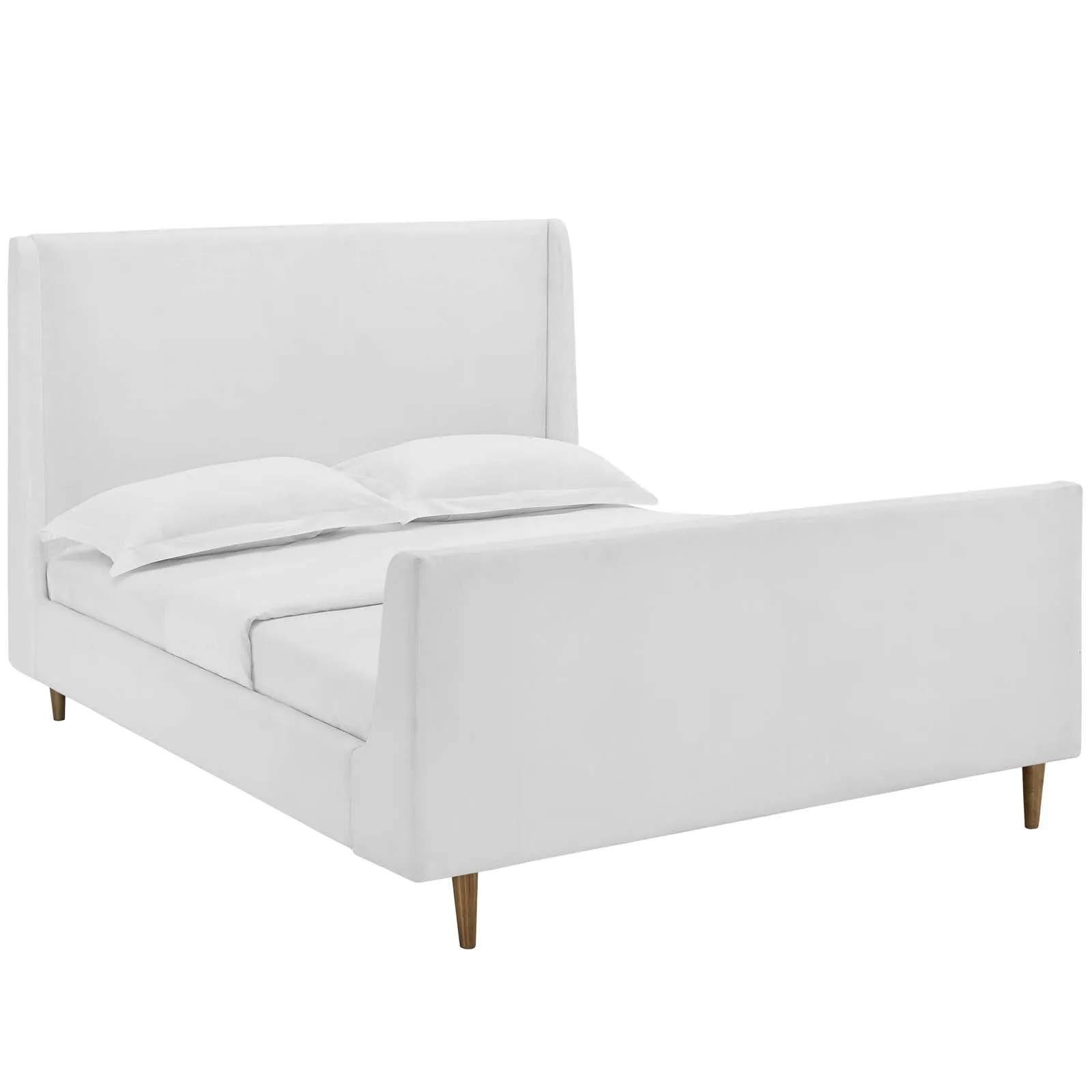 Aubree Upholstered Fabric Sleigh Platform Bed