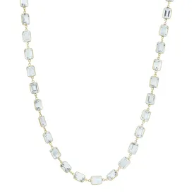 Bezel Set Emerald Cut Aquamarine Necklace