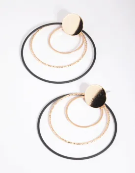 Black Circle Drop Earrings