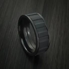 Black Titanium Gear Shape Spinner Men's Ring Custom Made Band