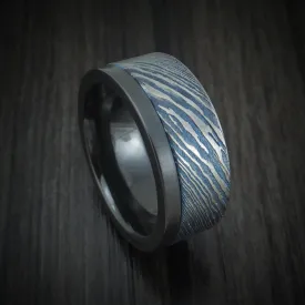 Black Zirconium and Kuro-Ti Twisted Titanium Etched and Heat-Treated Men's Ring Custom Made Band