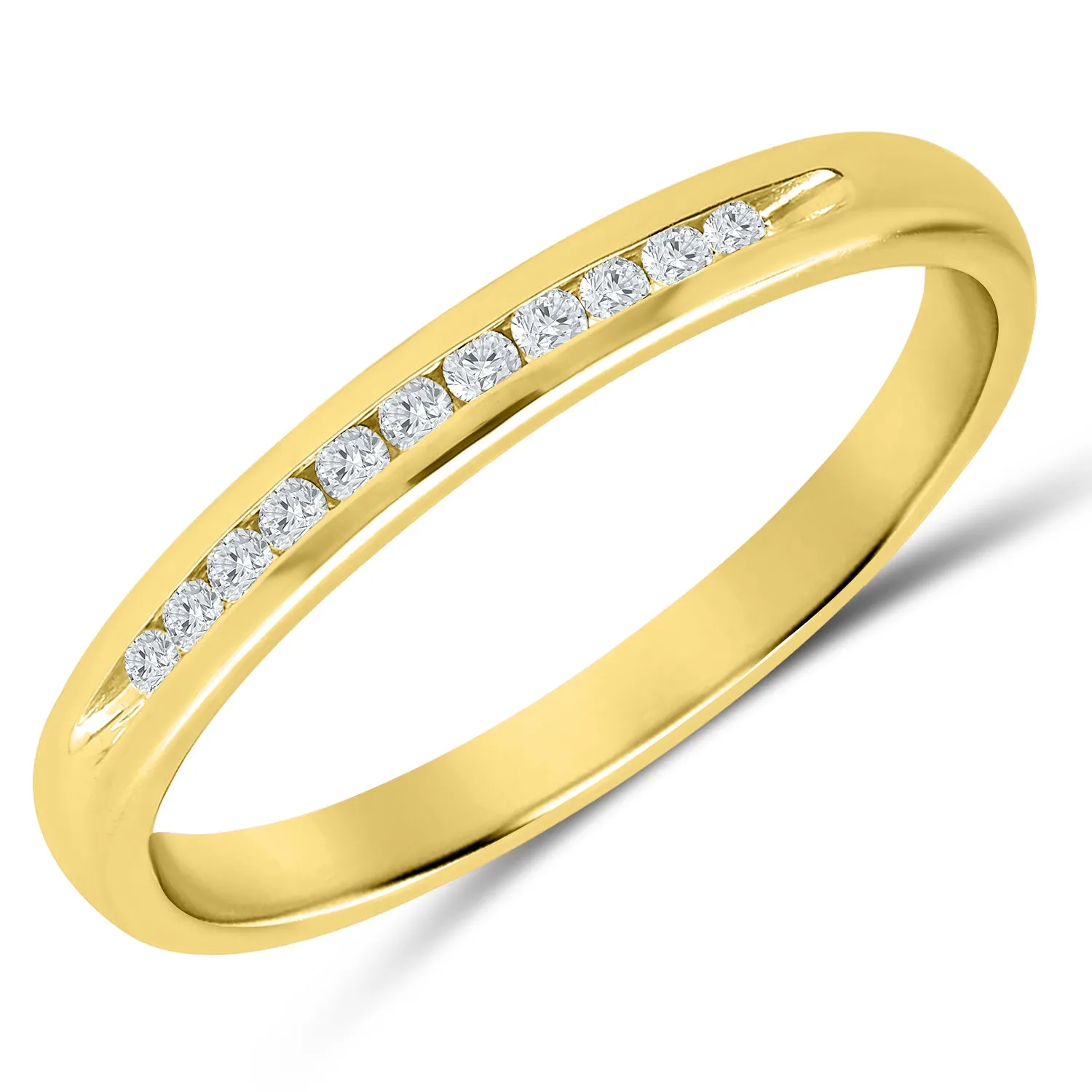 Charming Channel Set Diamond Band in Yellow Gold, 0.10 cttw