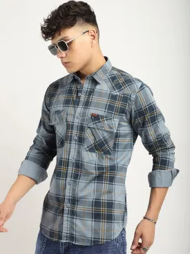 Check Sky Blue Full Sleeve Shirt