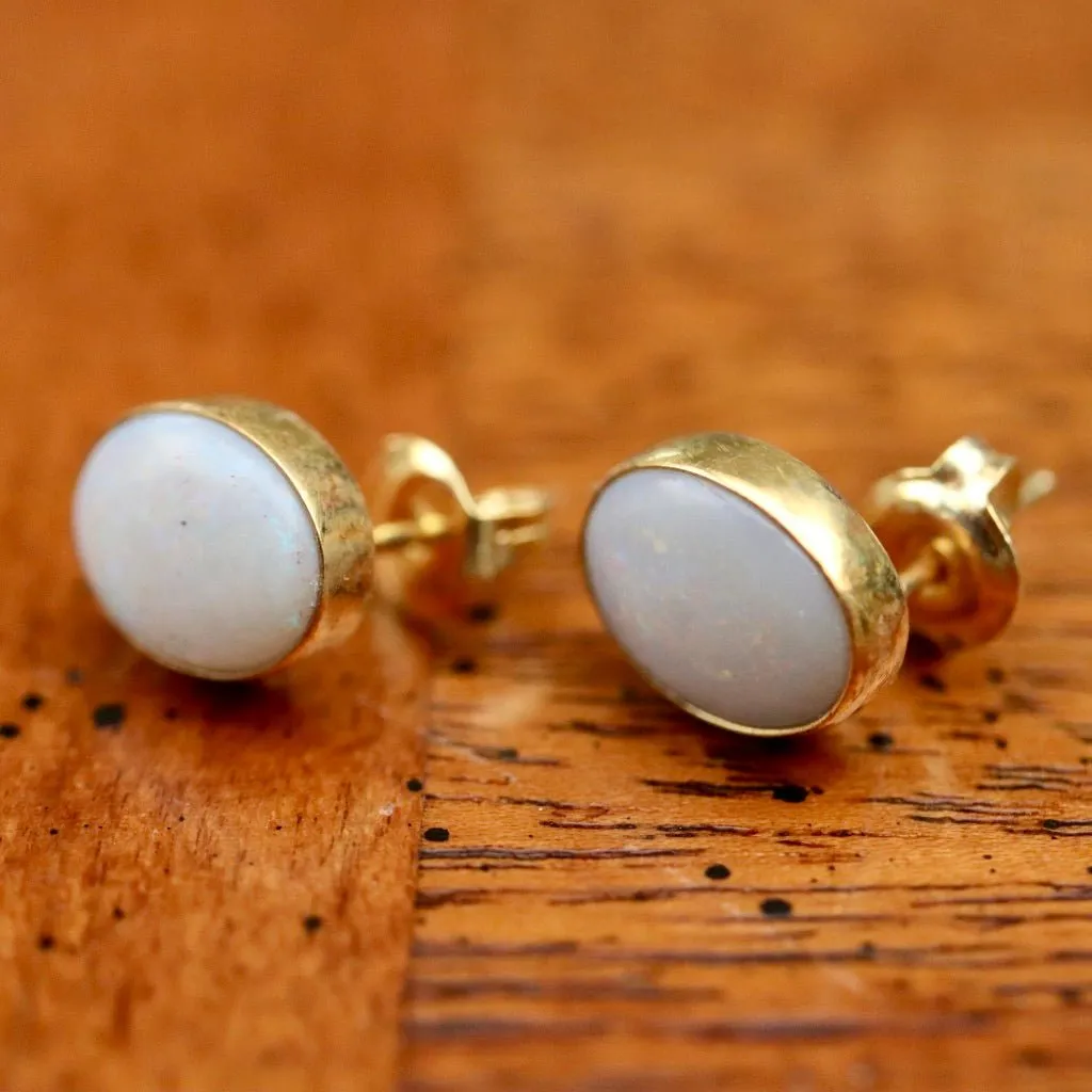 Cloud Opal Stud Earrings