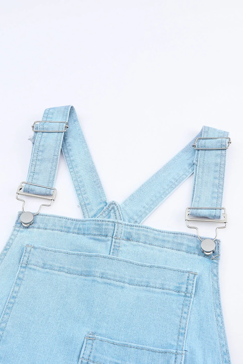 Constructed Bib Pocket Distressed Denim Overalls