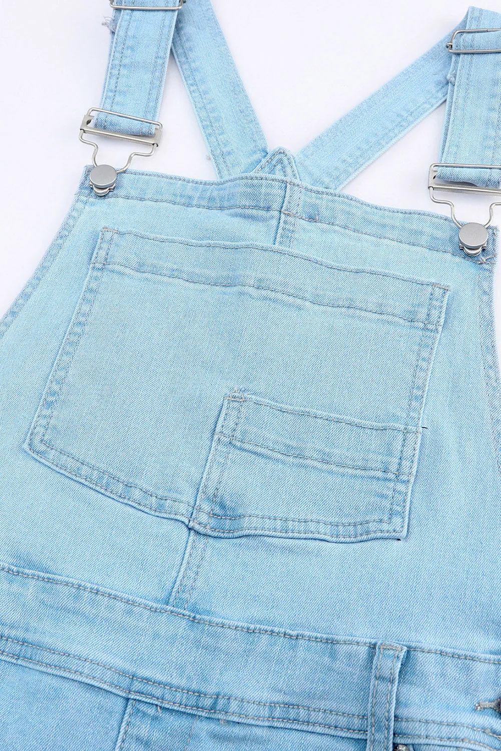 Constructed Bib Pocket Distressed Denim Overalls