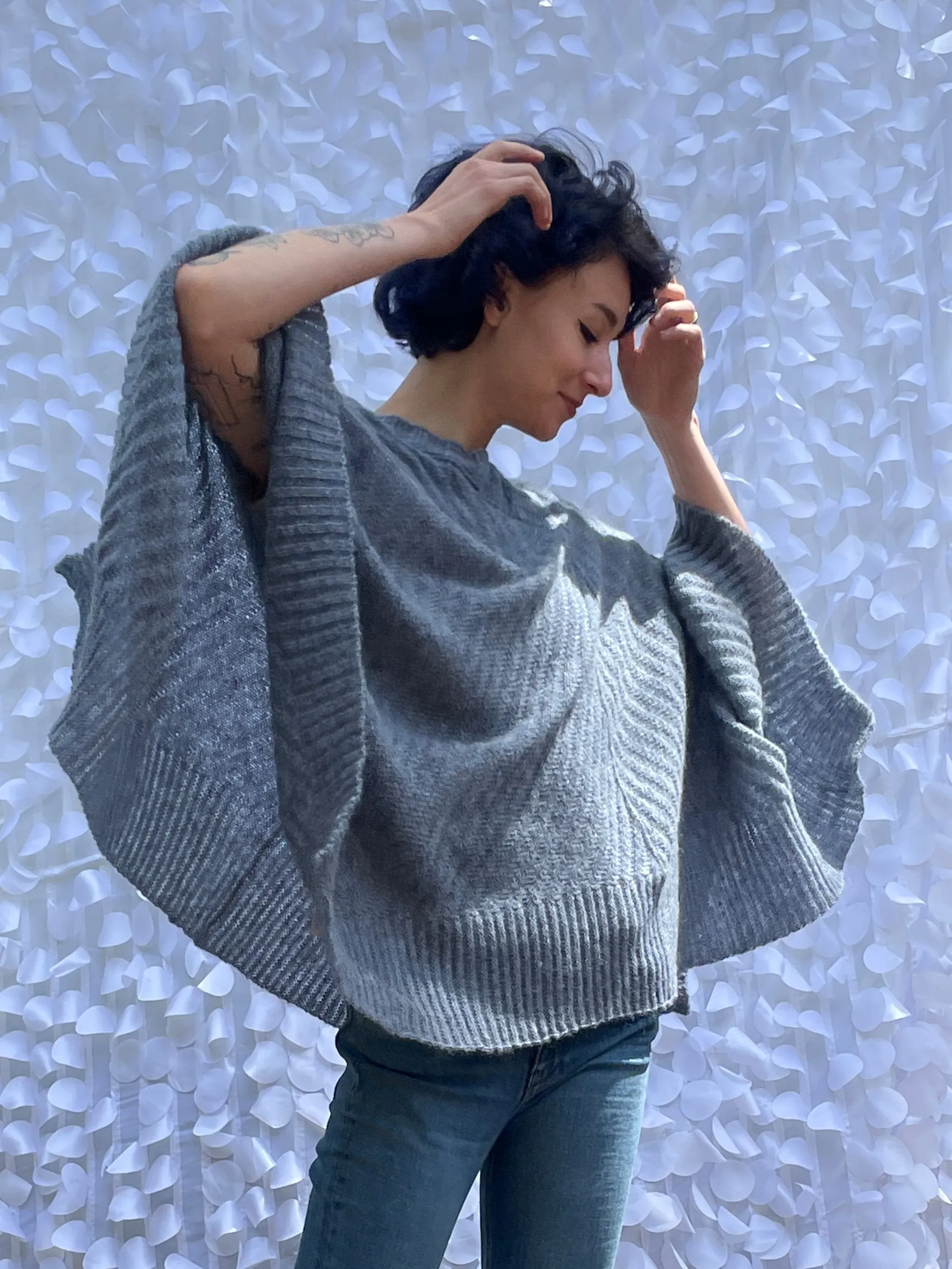 Denim Knit Poncho