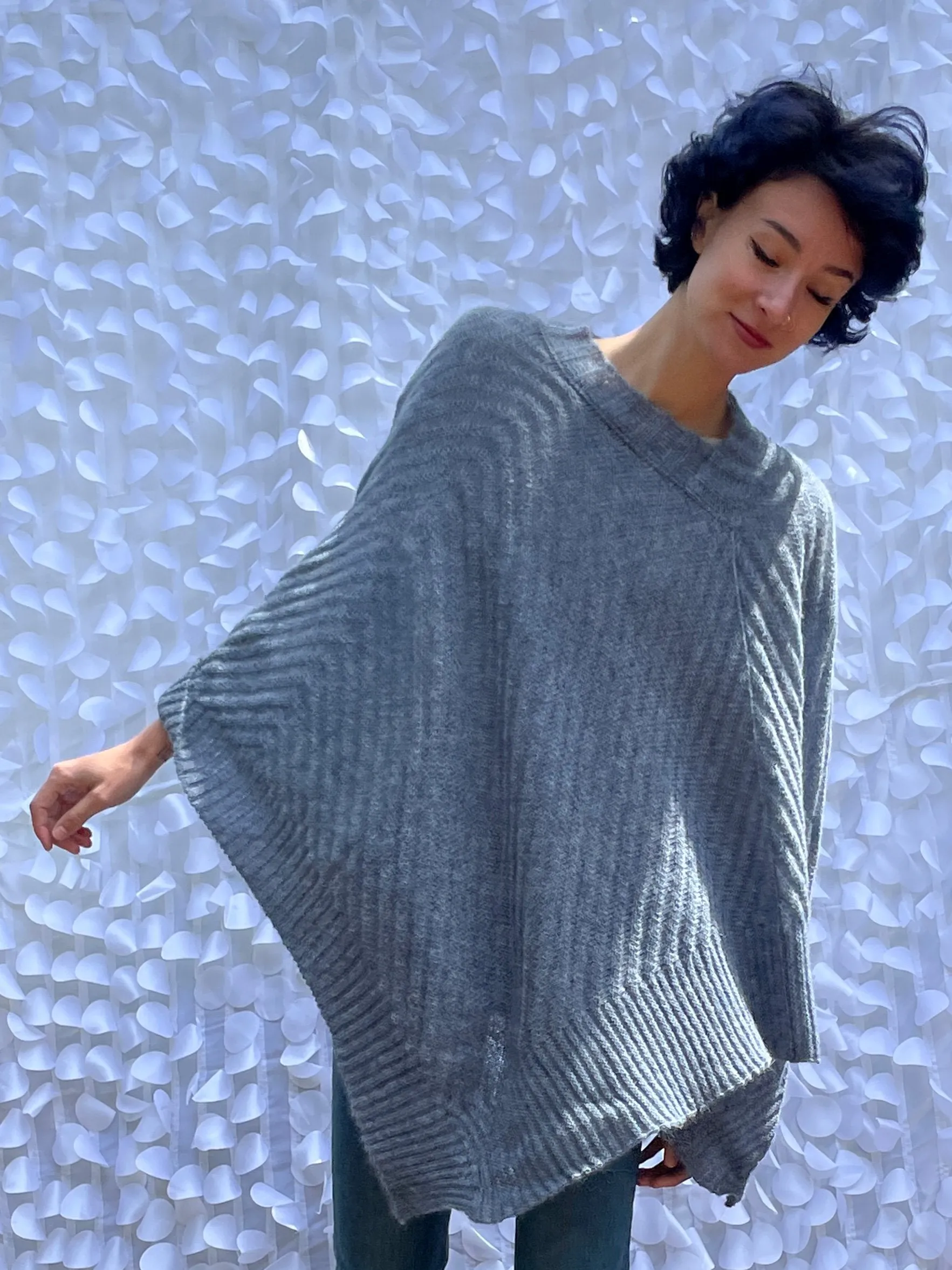 Denim Knit Poncho