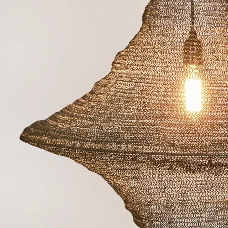 Elongated Crochet Wire Pendant Light