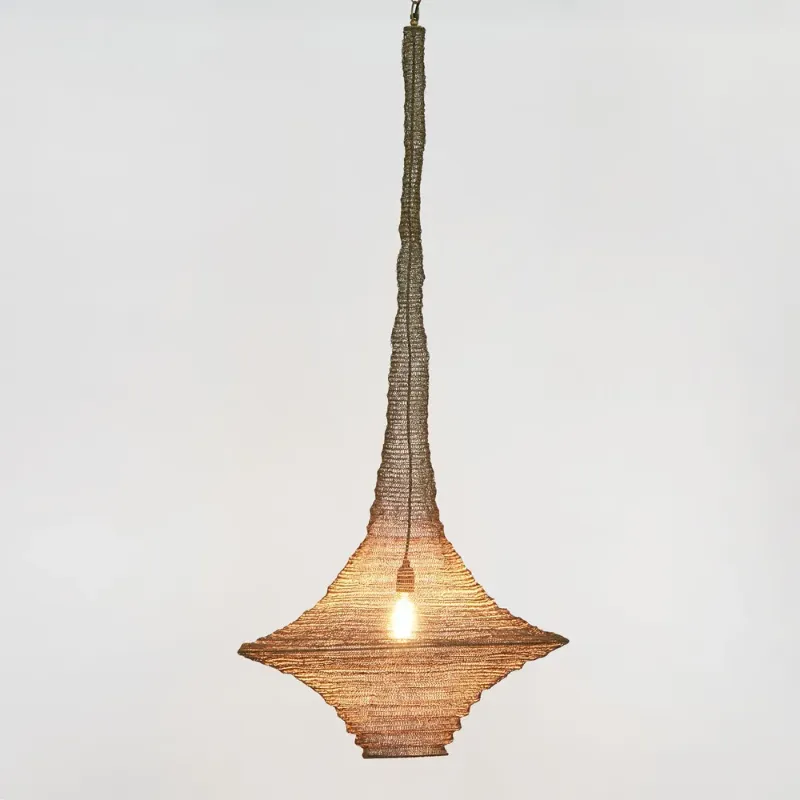 Elongated Crochet Wire Pendant Light