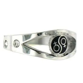 Female Venus Symbol Commitment Ceremony CZ Stainless Steel Ring / RRJ0095