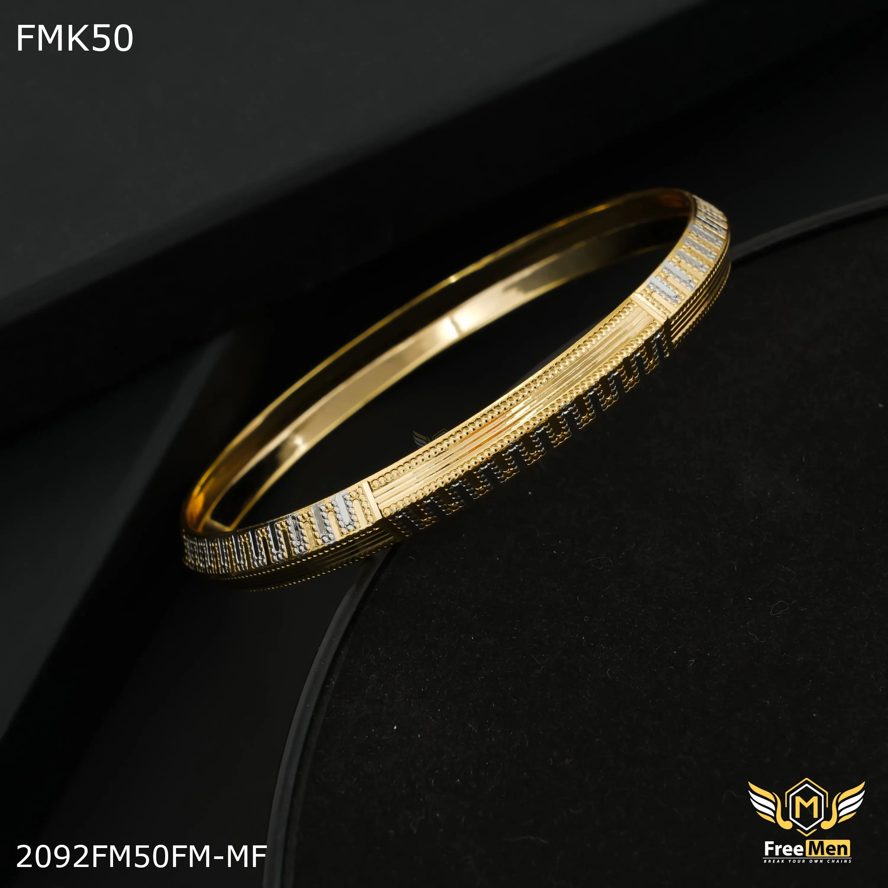 FreeMen Golden Silver Line Design kada for Men FMK50