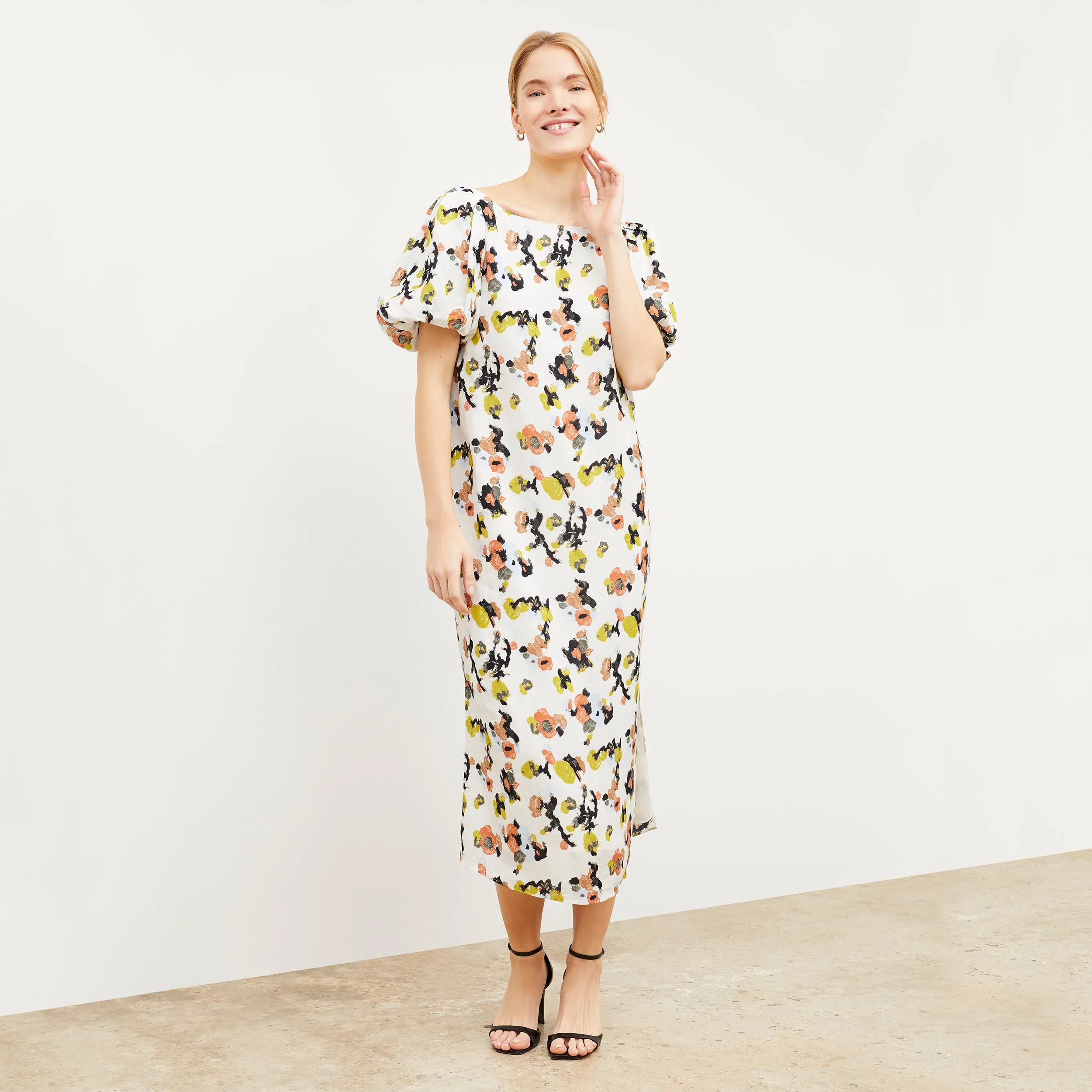 Gali Dress - Meadow Print Linen :: Multicolor