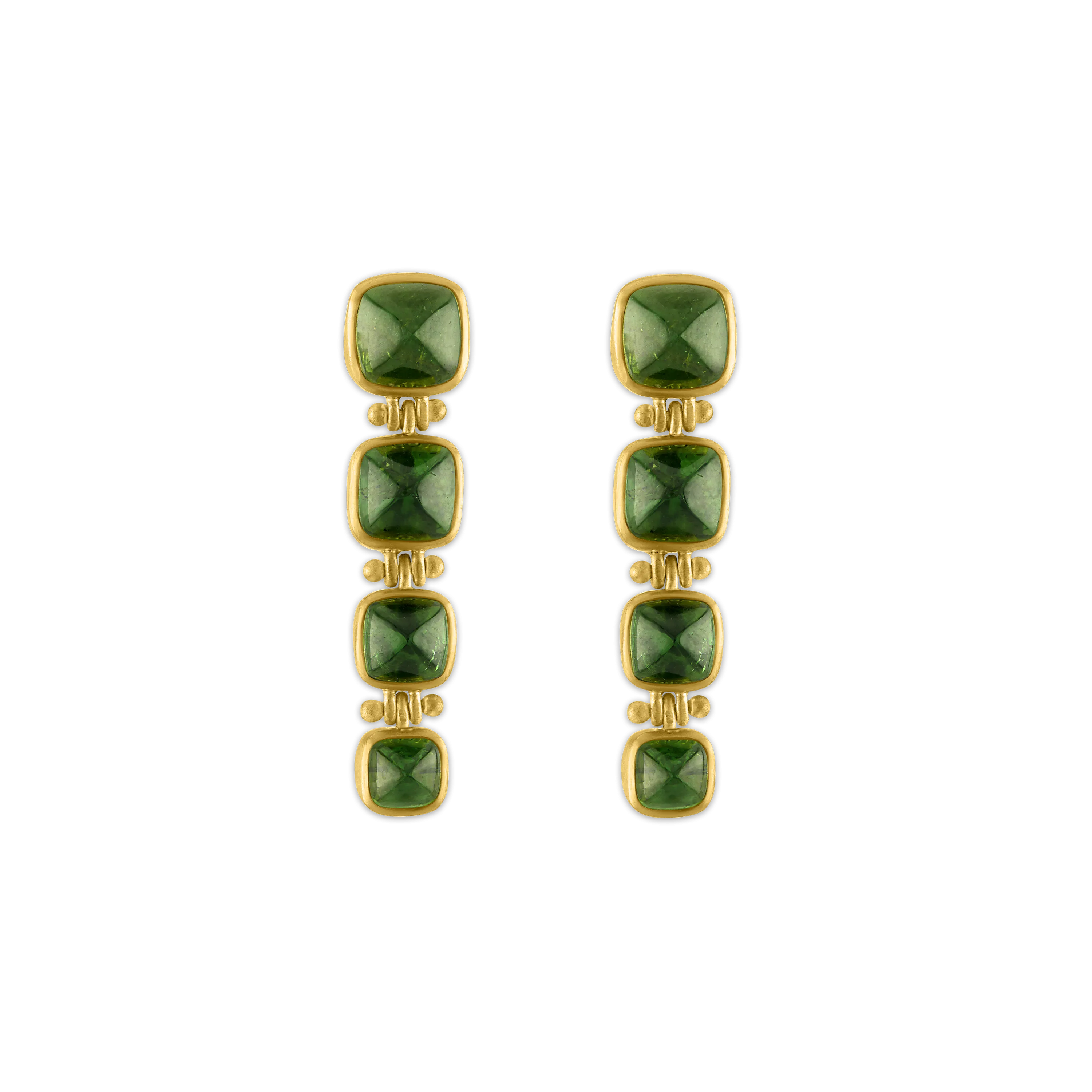 Green Tourmaline Quad Hinge Earrings