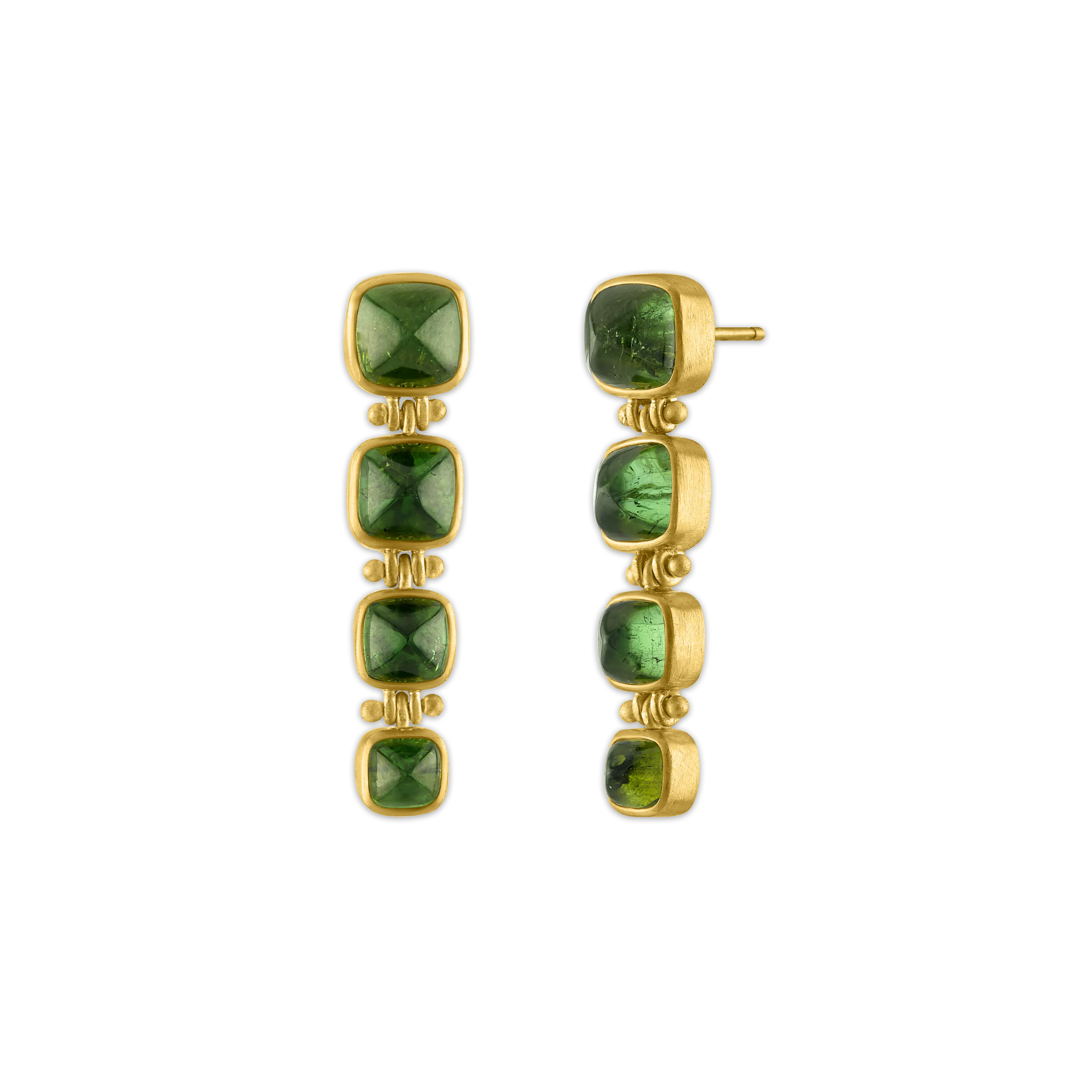 Green Tourmaline Quad Hinge Earrings