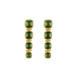 Green Tourmaline Quad Hinge Earrings