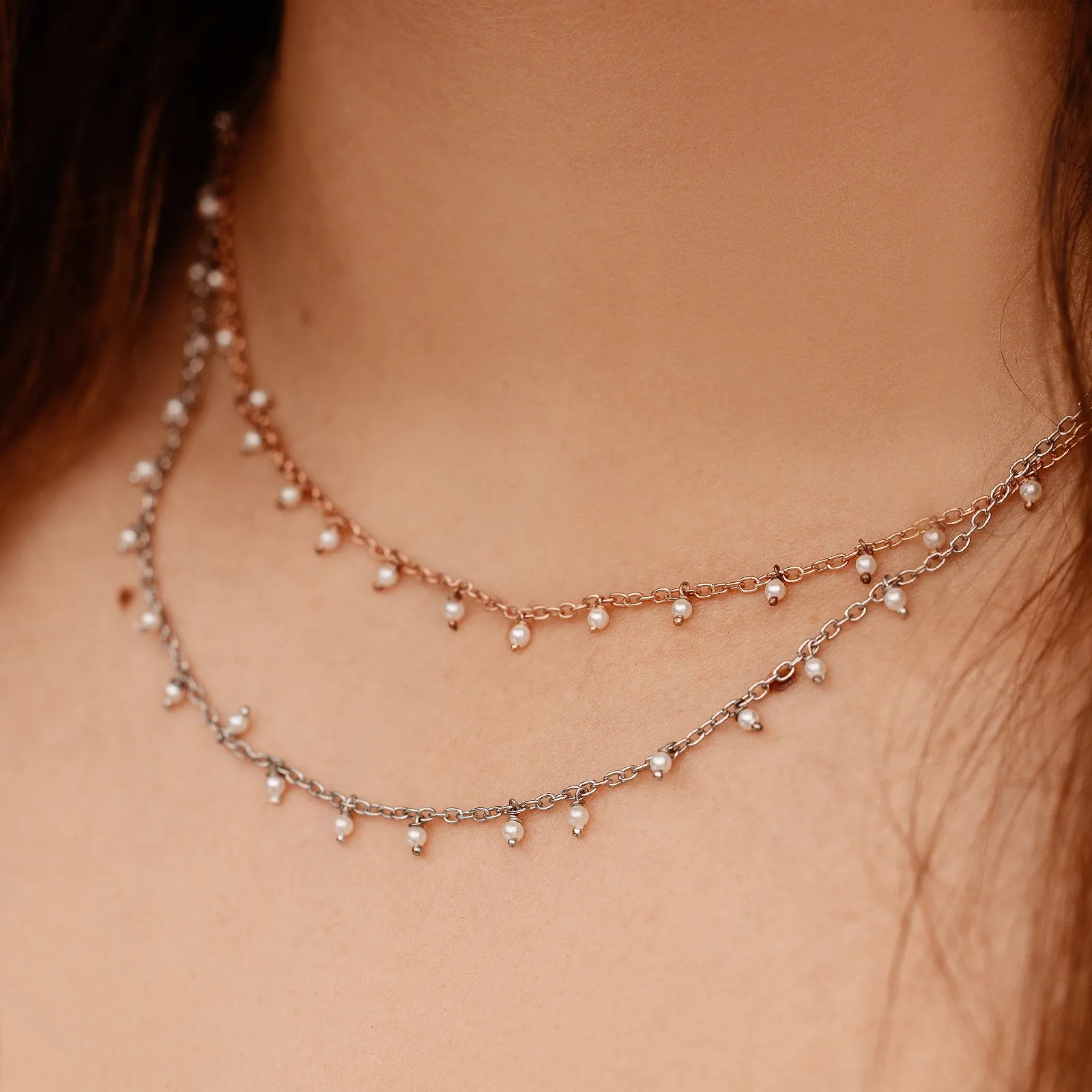 Hanging Pearl Beaded Choker