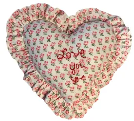 Heart Ruffle Pillow - blockprint