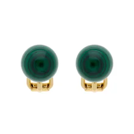 Malachite Stud Clip Earrings