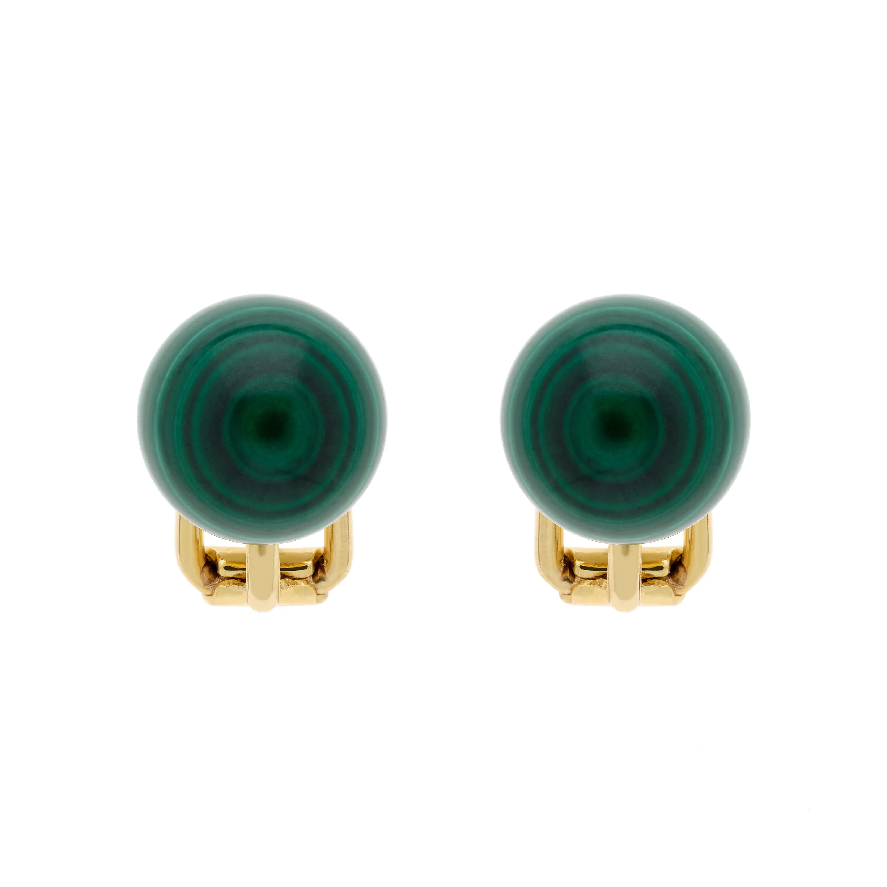 Malachite Stud Clip Earrings