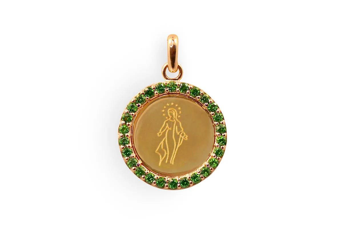 Medal Miraculous | Milagrosa Gold & Green Garnets