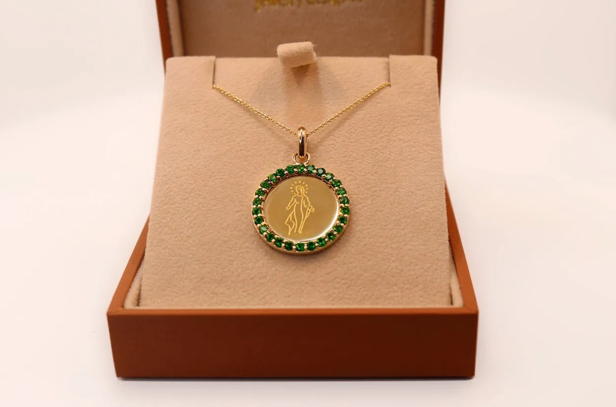 Medal Miraculous | Milagrosa Gold & Green Garnets