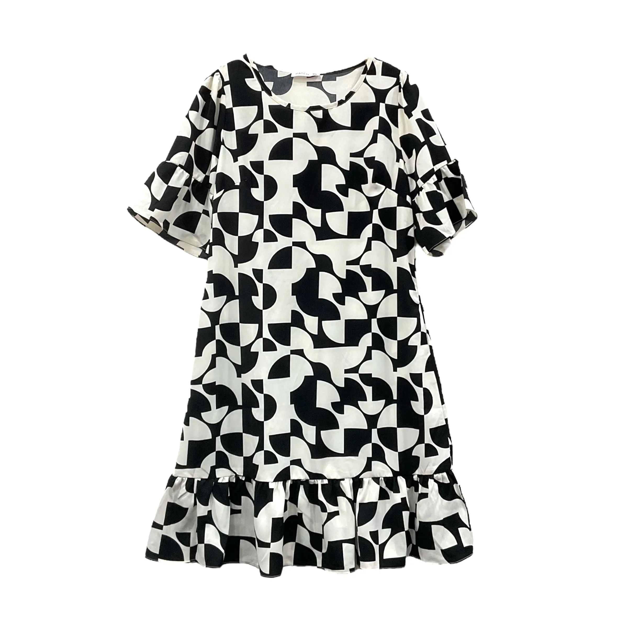 Patch Casual Short Sleeve Printed Dress