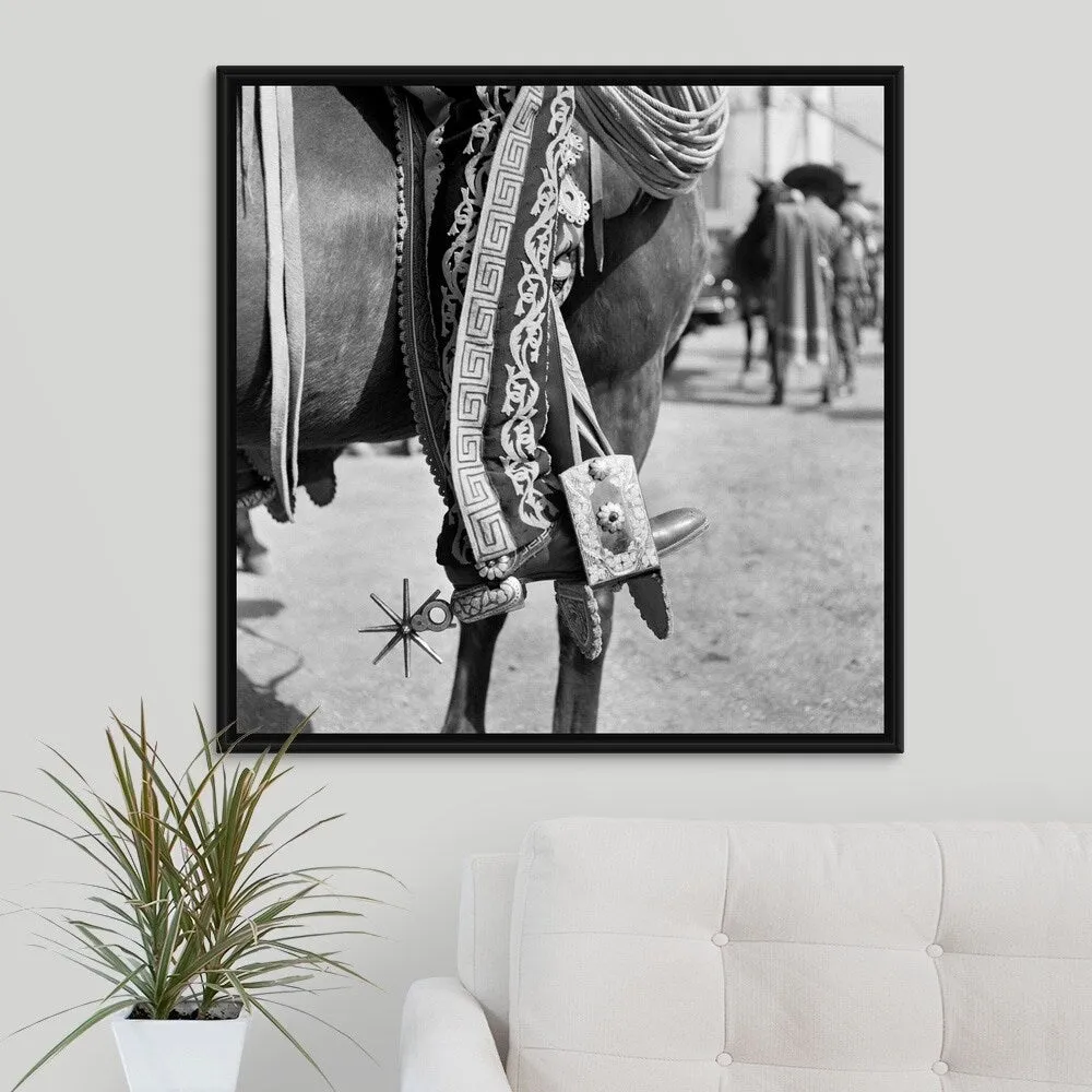 "1930's Detail Of Traditional Charro Cowboy Costume" Black Float Frame Canvas Art - Multi