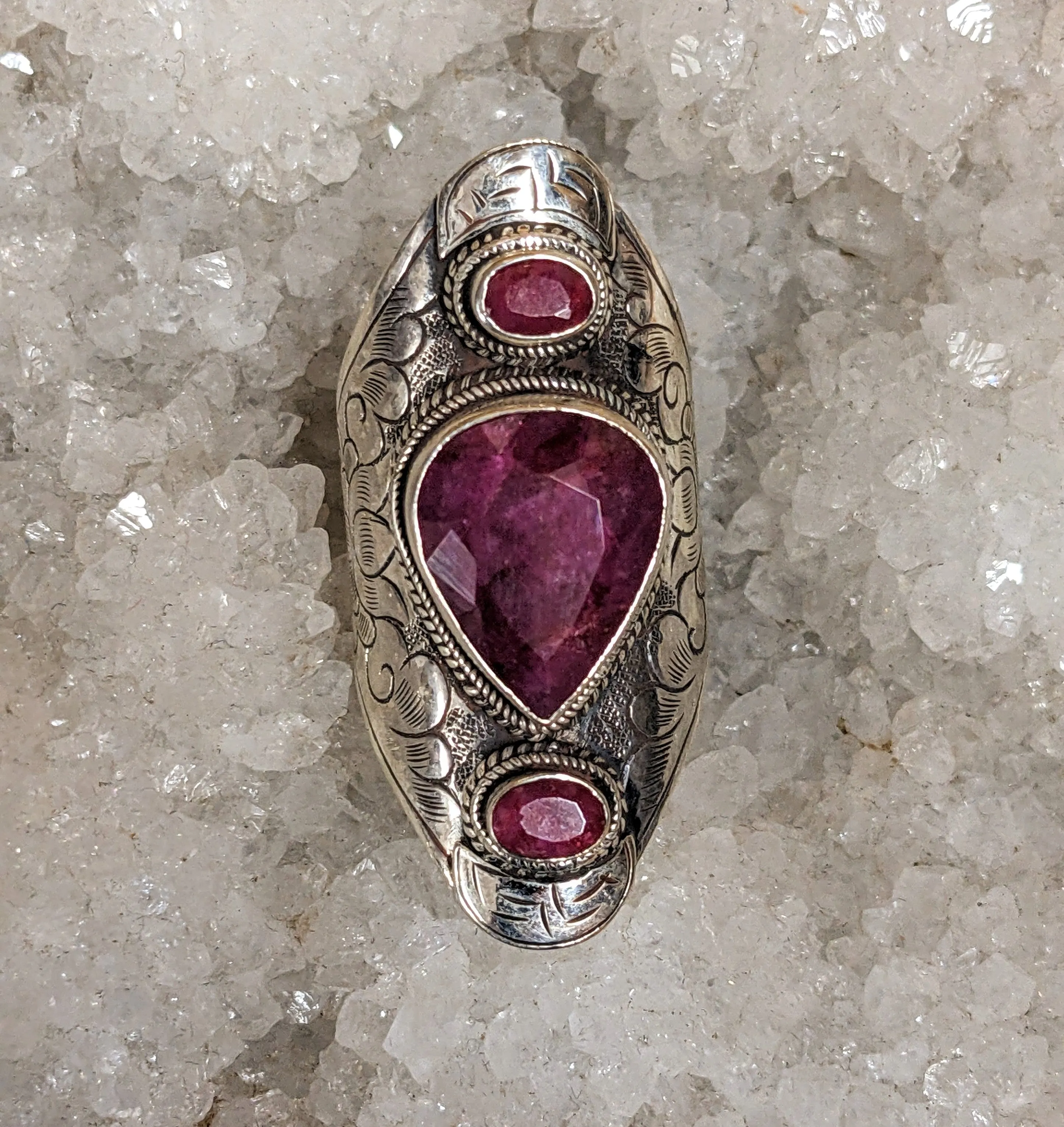 Ruby Ring with Detailed Scrollwork