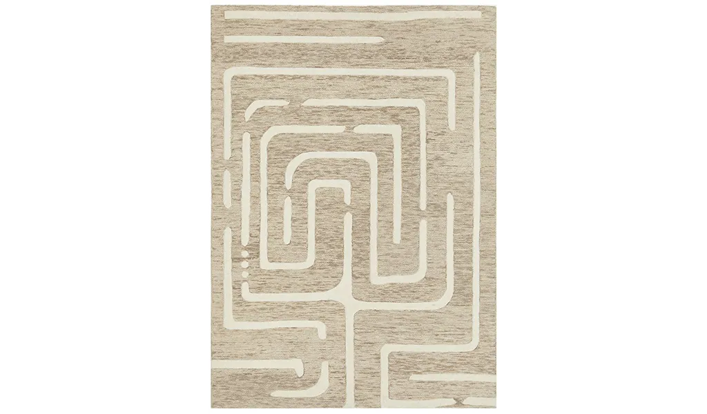 Samira Natural Modern Maze Wool Rug