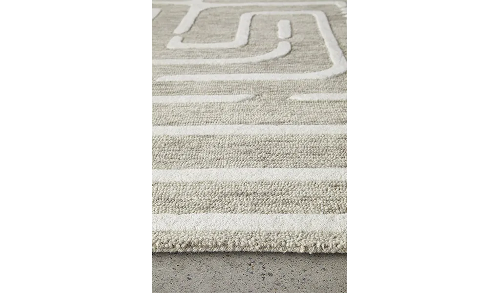 Samira Natural Modern Maze Wool Rug