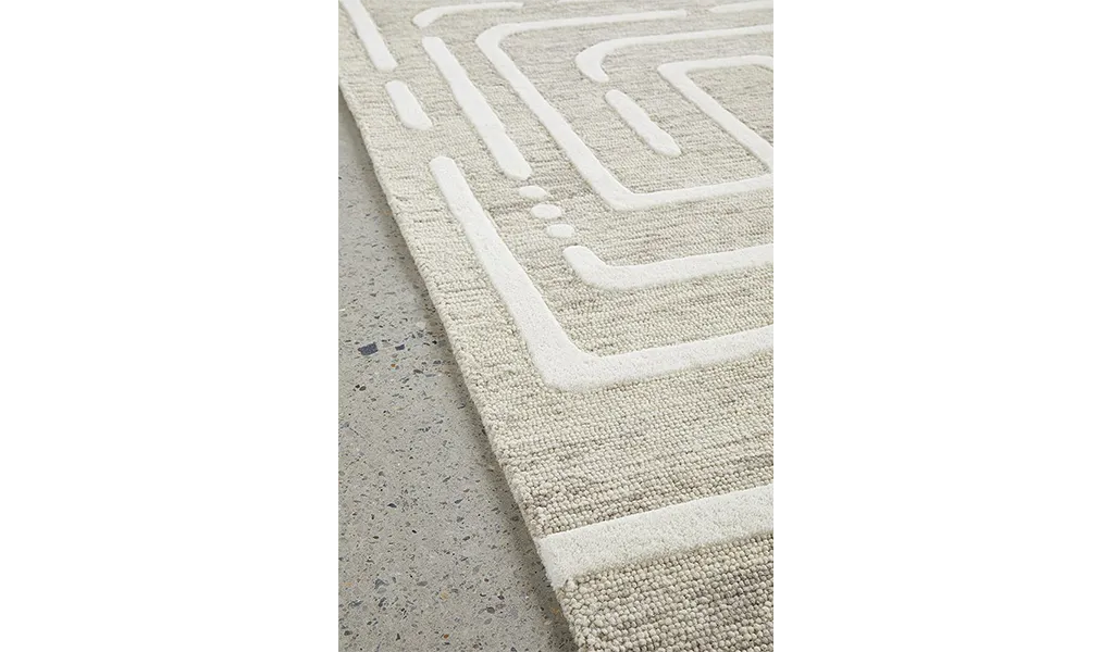 Samira Natural Modern Maze Wool Rug