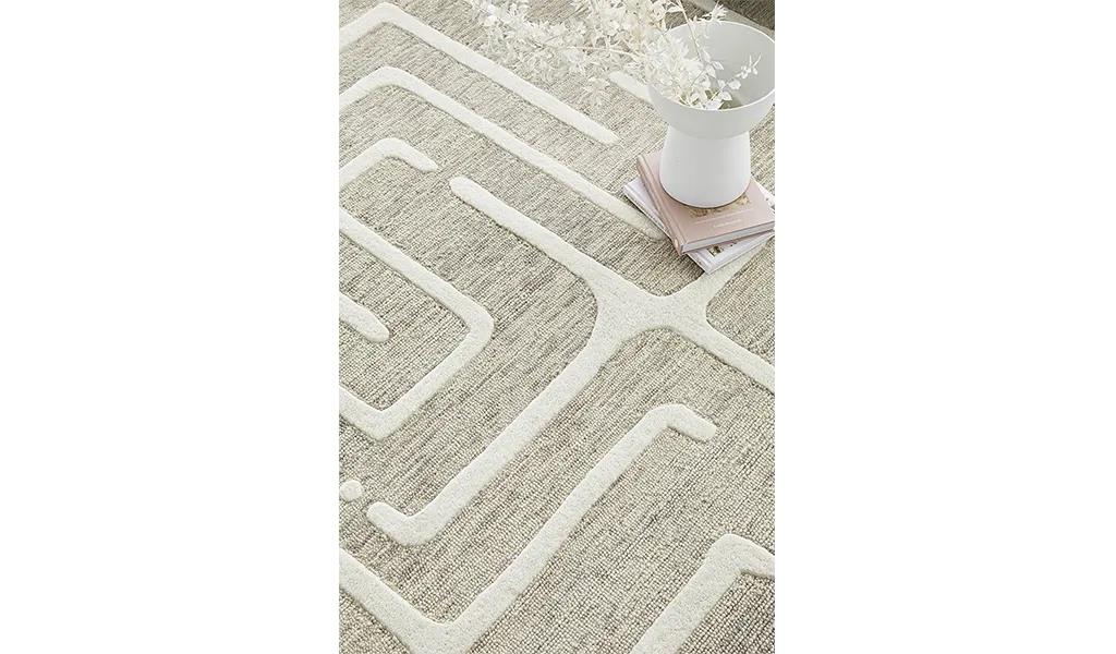 Samira Natural Modern Maze Wool Rug