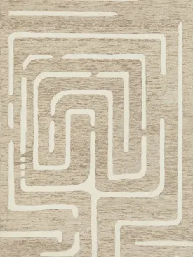 Samira Natural Modern Maze Wool Rug