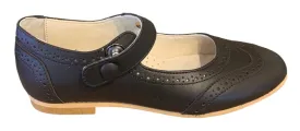 Shawn & Jeffery Brown Marron Leather Wingtip Button Mary Jane