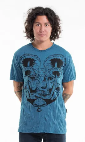 Sure Design Men's Spiritual Shroom Cat T-Shirt Denim Blue